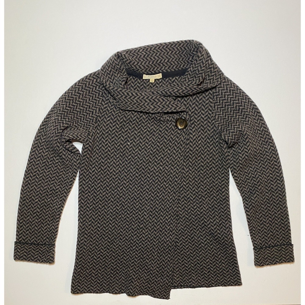 Mary Firenze Womens Small Wool Alpaca Sweater Cardigan Made in Italy Herringbone